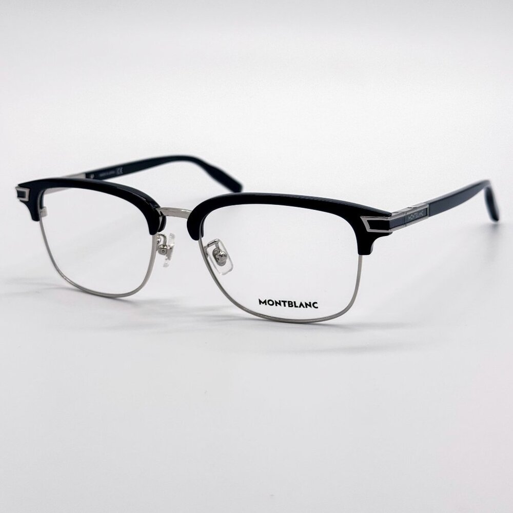 NEW MONTBLANC EYEGLASSES MB0043O 007 BLUE SILVER MEN EYEWEAR MONTBLANC